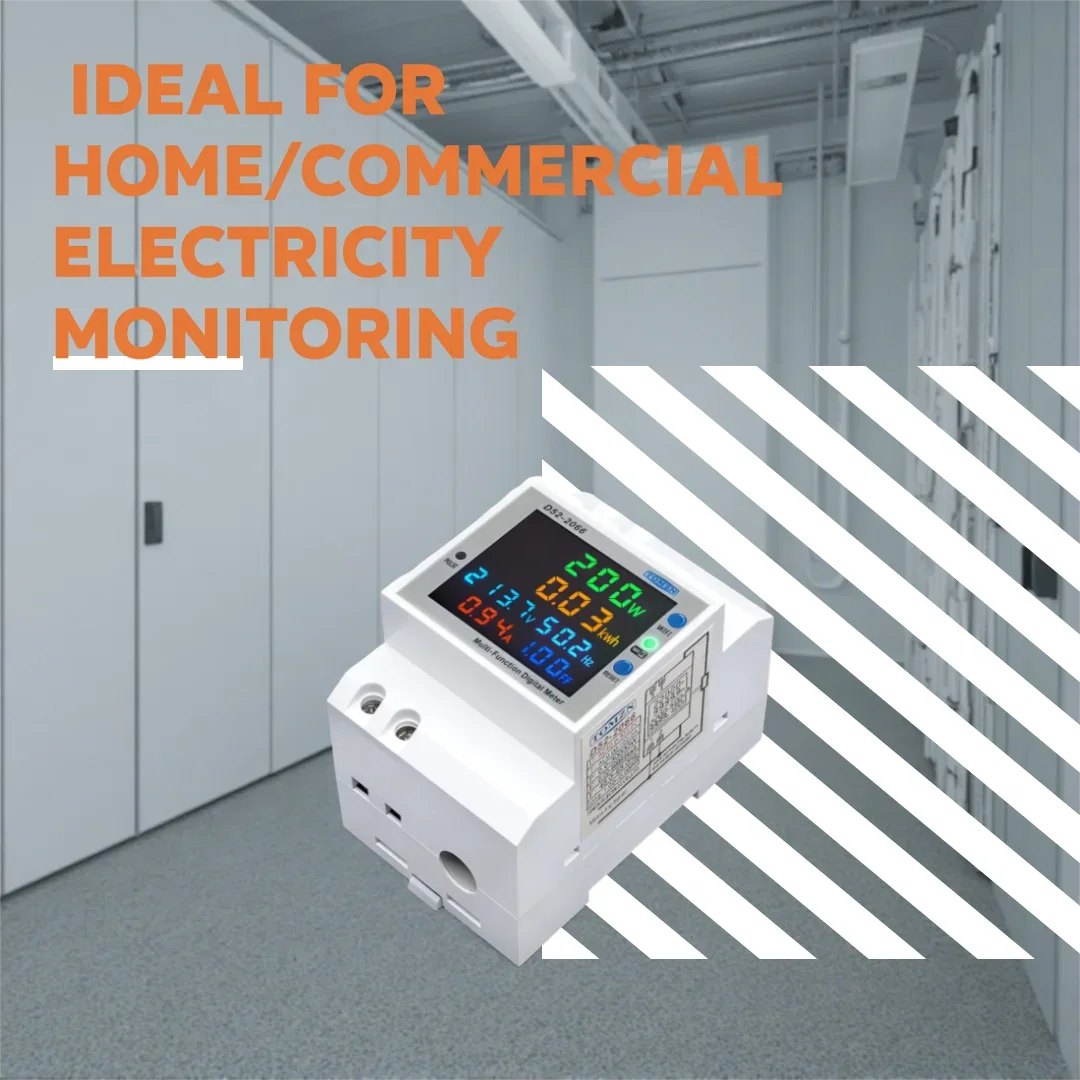 TOMZN WiFi 스마트 6-in-1 DIN 레일 AC 모니터-전압계 전류 역률 활성 kWh 에너지 미터 주파수 110V-220V 100A TUYA