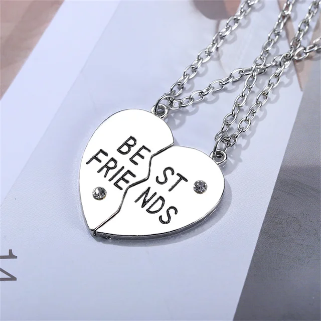 Best Friend 4 Piece Necklace Women Jewelry BFF Friendship Pendant Neck Chain Choker Jewelry For Women Gift 2021 Free Shipping 9
