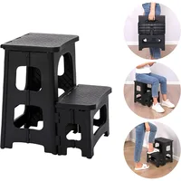 2-Step Folding Stool Plastic Steps Ladder Portable Bedside Step Stool Non-Slip Collapsible Stepstools For Kitchen Home Bathroom 4