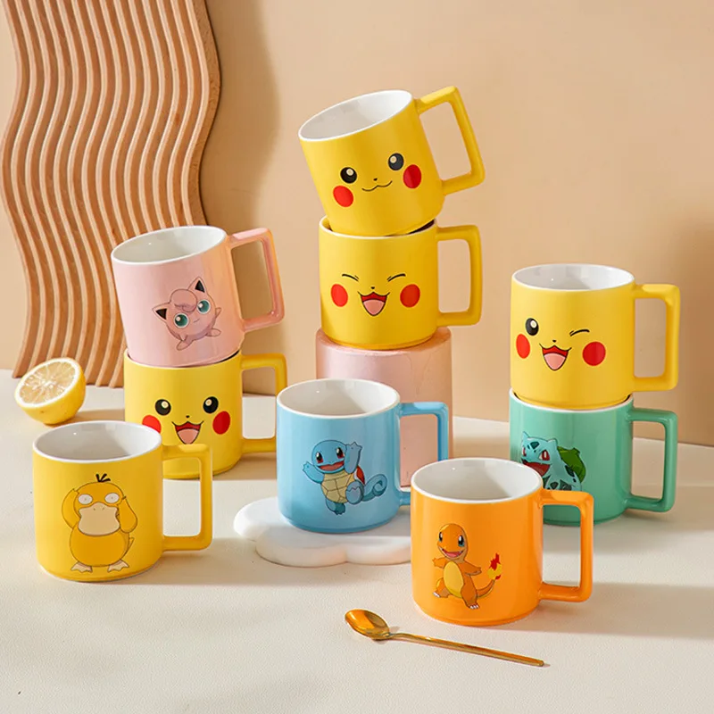 

Pokemon Anime Pikachu Cartoon Ceramic Mug Cute Charmander Squirtle Bulbasaur Creative Breakfast Cup Water Mug Coffee Cup Gift