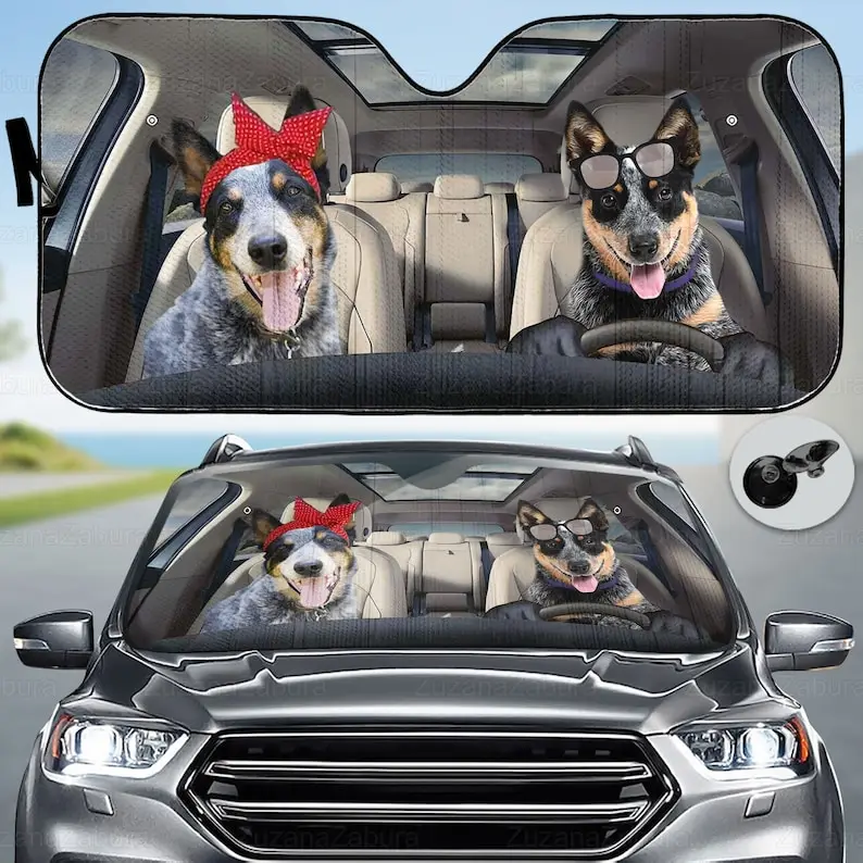 

Heeler Dog Car Sunshade, Heeler Car Decor, Heeler Auto Sunshade, Dog Car Sun Protector, Dog Lover Gift, Cute Sun Visor Car, Birt