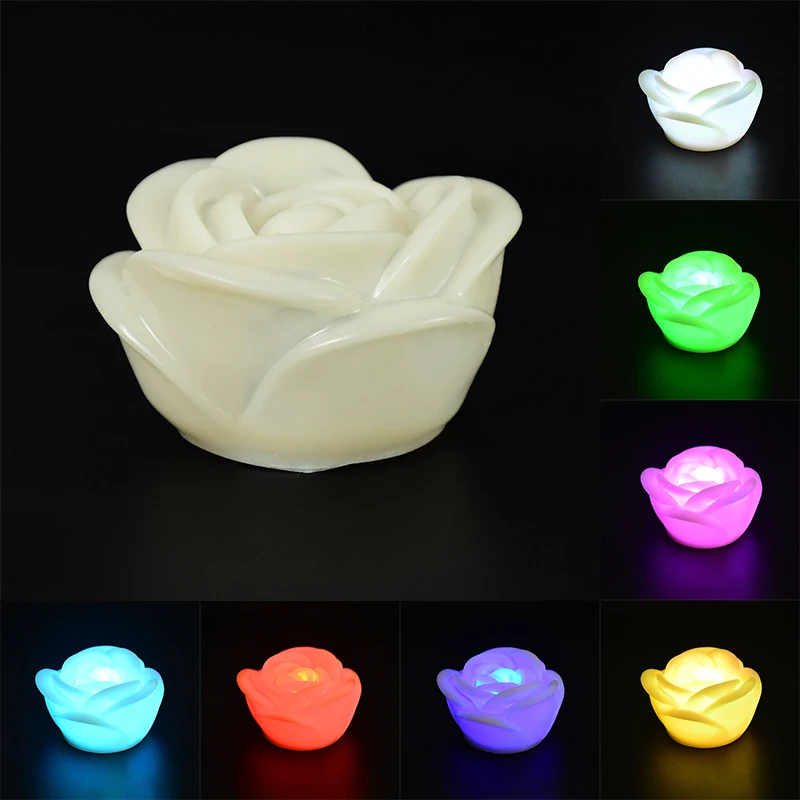 

LED Rose Flower Lanterns Colorful Changing Rose Flower Candle Night Light Romantic Wedding Party Decoration Valentine's Day Gift