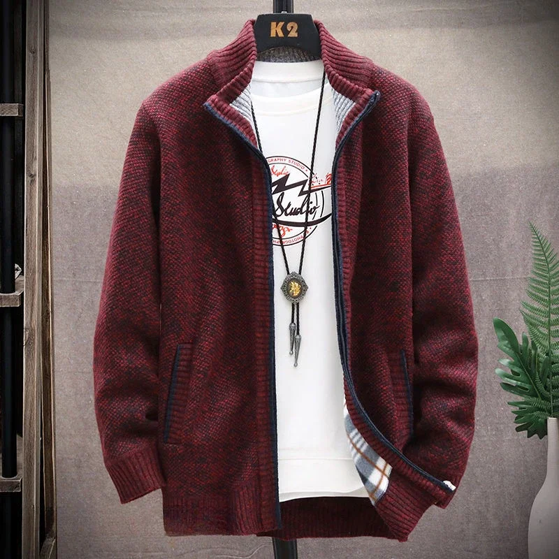 thumbnail image 1 of Cárdigan de punto para hombre, suéter grueso de moda coreana para otoño e invierno, jerséis Harajuku de alta calidad, ropa popular, abrigos, 1 of 5
