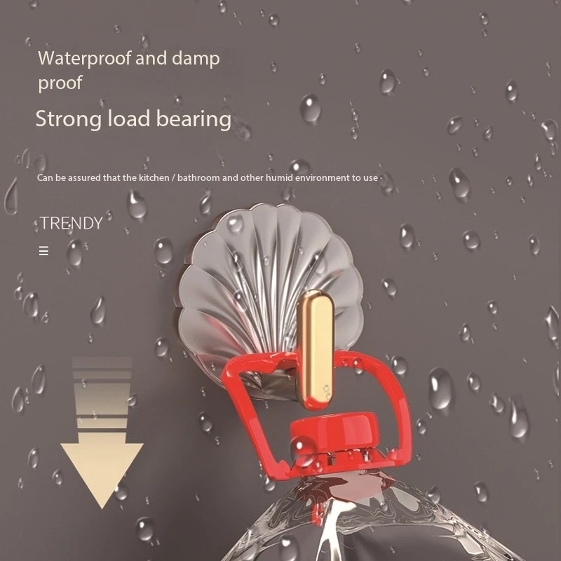 1/3/5pcs gold-plated star and shell punch-free hook, waterproof kitchen bathroom high load bearing, multi-functional door sticky 5