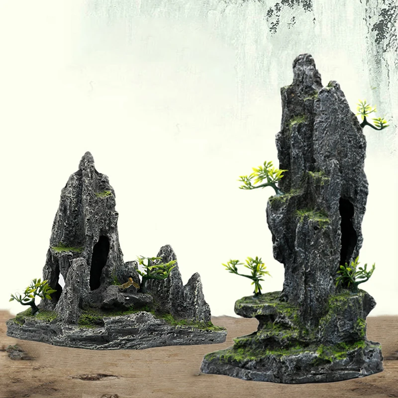 Aquarium decoration landscape resin rockery home decoration various styles aquarium landscape imitation stone mountain ornaments
