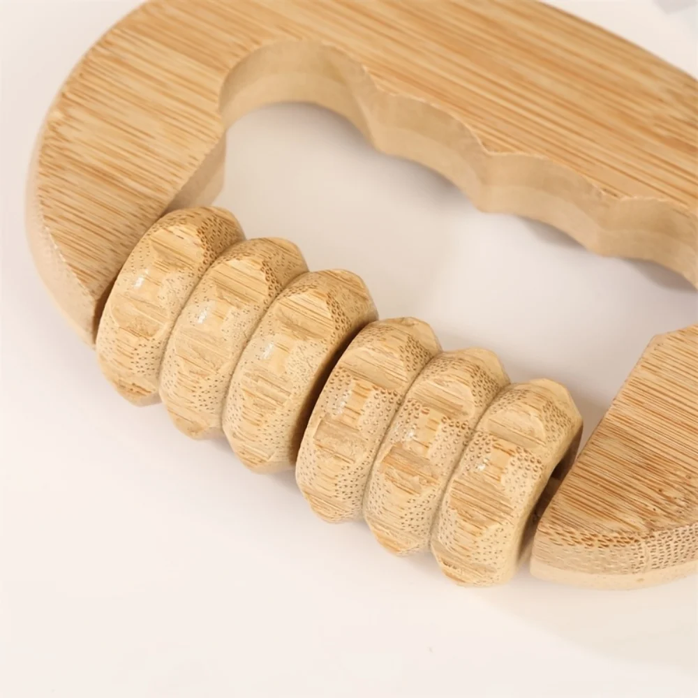 1 Strumento Manuale per Massaggio con Rullo in Bambù, Spazzola per Meridiani per Rilassamento e Cura della Salute di Spalle, Collo e Vita - immagine 3