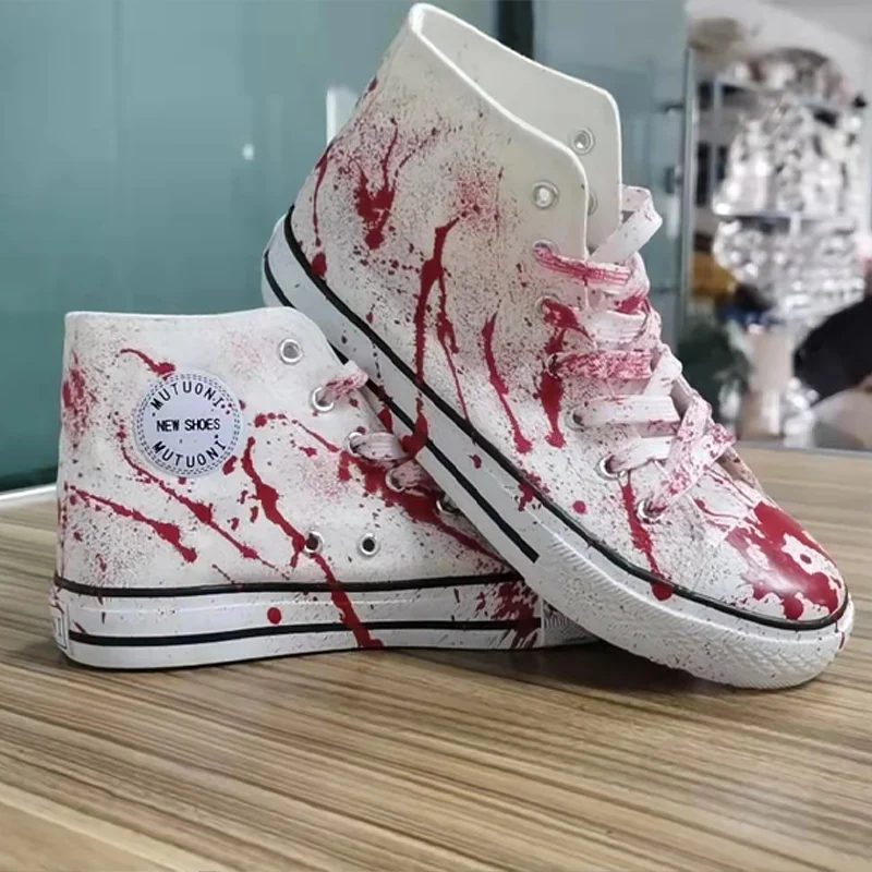 Blood Graffiti Canvas Shoes Punk Street Ladies Multiple Colour