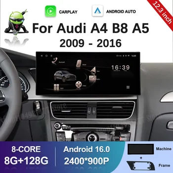 Pantalla Ultrafina de 12.3'' con GPS Android 16 para Audi A4 B8 A5 2009-2016, Reproductor Multimedia de Video para Auto con Bluetooth, Radio, 4G y Accesorios 1