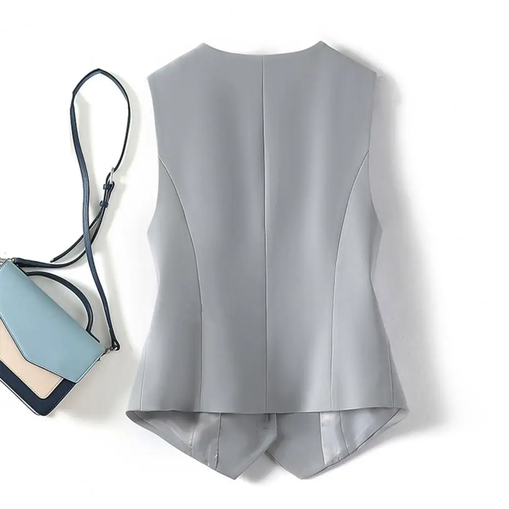 

Однотонный Элегантный женский жилет без рукавов с V-образным вырезом, деловая однобортная безрукавка, однотонный кардиган