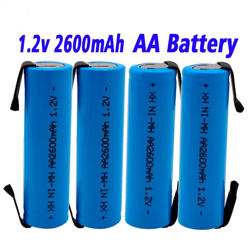 

100% Original AA Akku 1,2 V 2600mah AA NiMH Batterie mit Solder Pins für DIY Elektrische Rasierer zahnbürste spielzeug