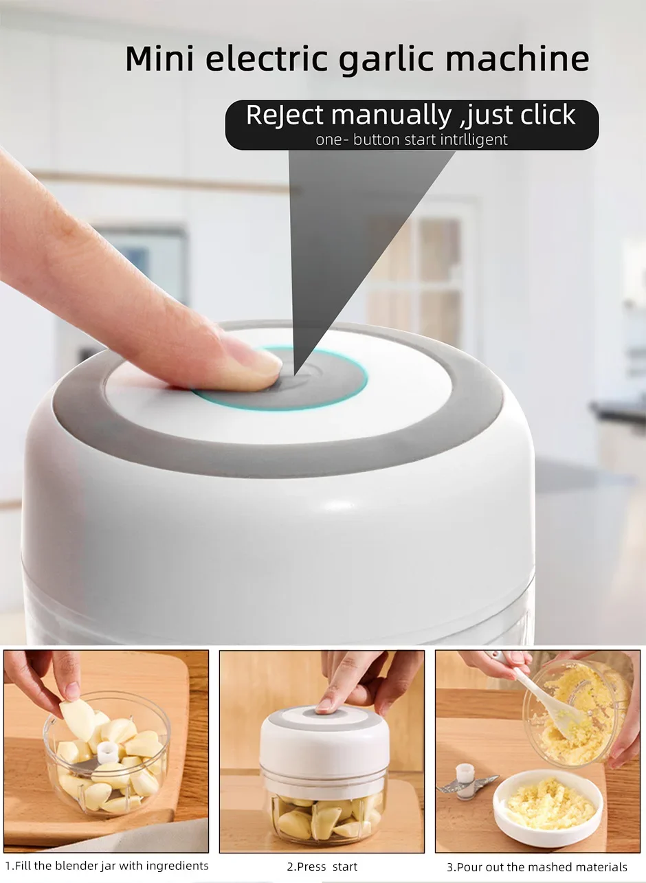 Description Picture 3 of itemMini household garlic puree electric garlic blender for babies, food grinder, cooking meat grinder, new garlic grinder