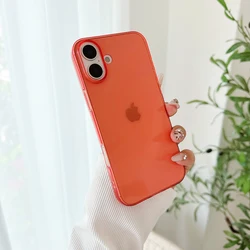 Vibrant Candy Color Transparent Silicone Soft Case - Ultra Thin Clear Shell - iPhone 15 (Red)