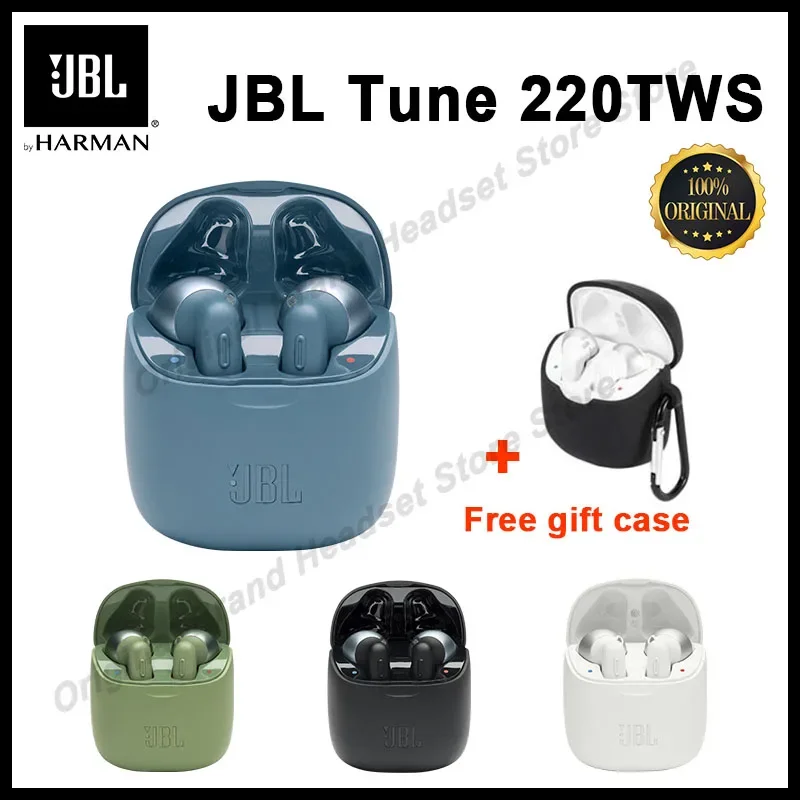 Оригинальные беспроводные Bluetooth-наушники JBL Tune 220TWS, стереонаушники с басами, наушники JBL T220, гарнитура с микрофоном и чехлом