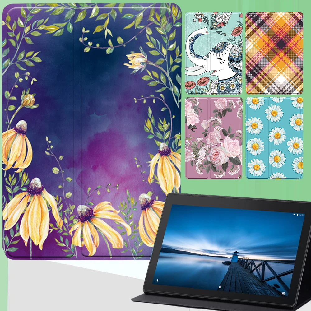 

PU Leather Tablet Stand Case for Lenovo Tab M7/M8/M10 2nd Gen 10.1/M10/M10 FHD Plus/E10 10.1 Picture Print Flip Protective Cover