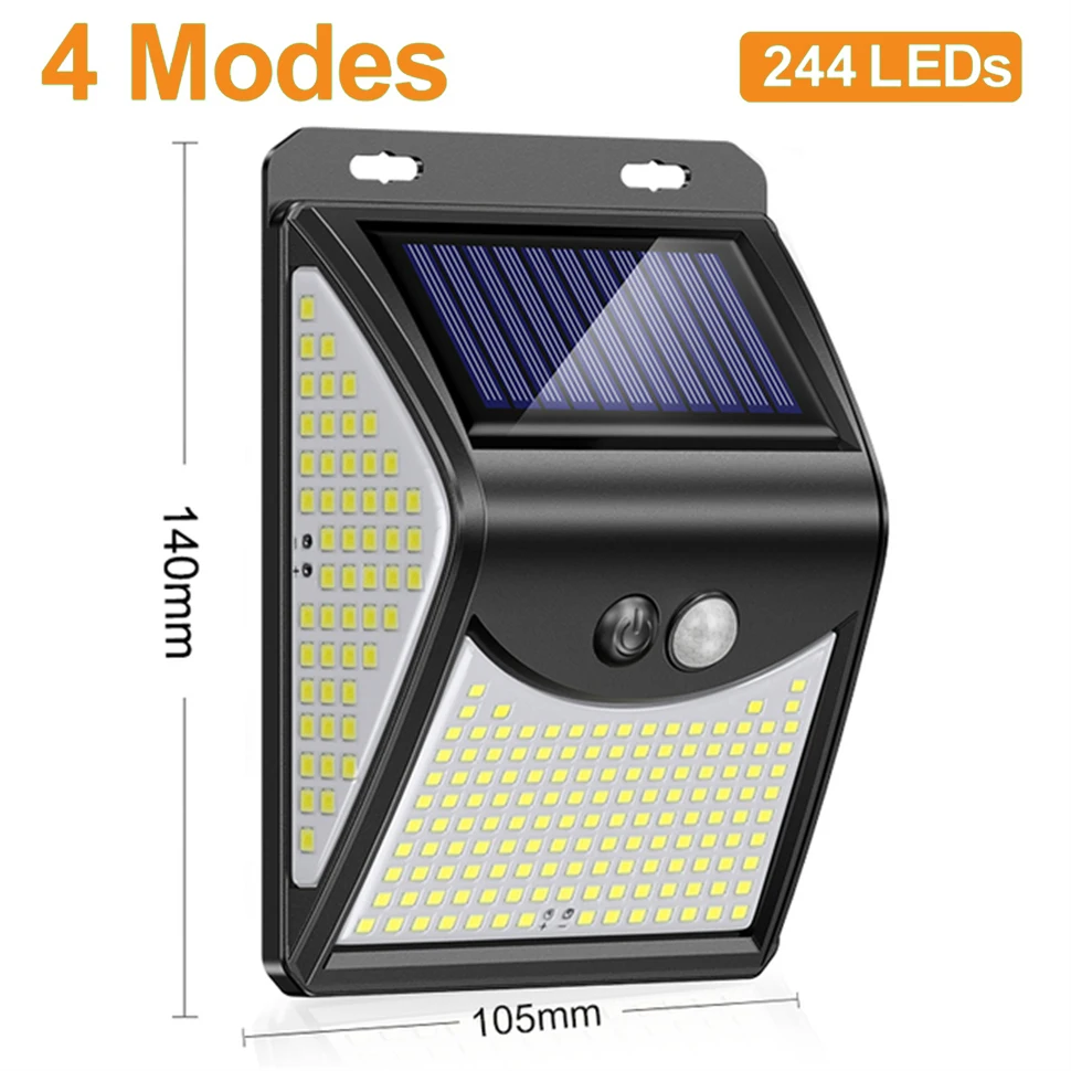 Solar Security Lights Outdoor 244 LED 4 Mode Solar Motion Sensor Wall Lamp Waterproof Solar Powered Street Light for Garden Yard solar powered fairy lights