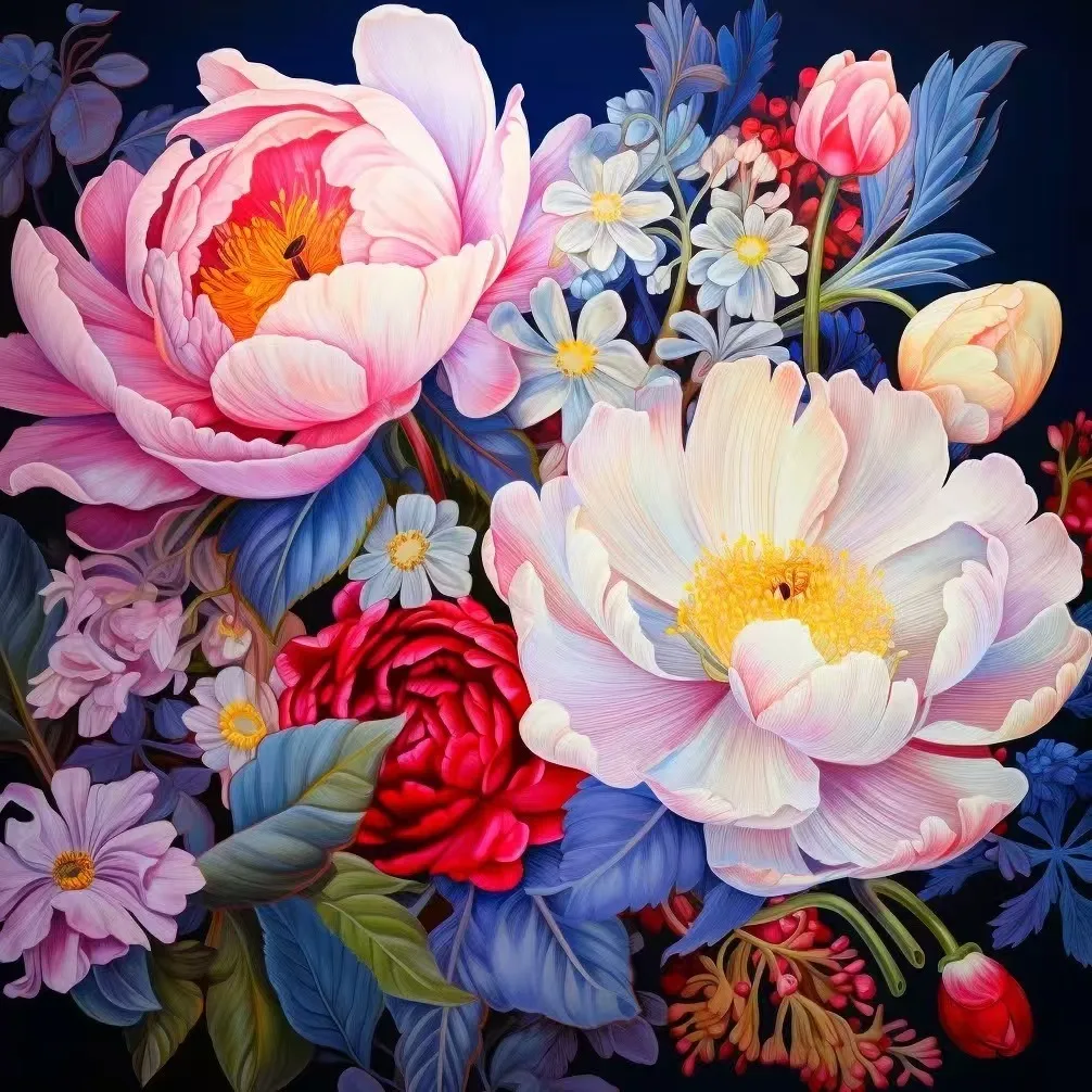 Handmade cross stitch group flower products, exquisite production technology, high-quality materials, bright colors