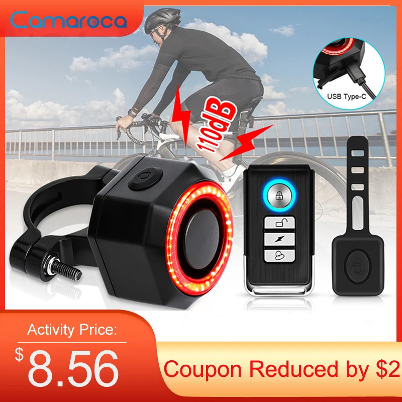 Camaroca Bike Burglar Alarm Taillight Waterproof Remote Control USB