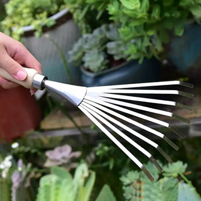 Hand Rakes Long Handle Stainless Steel Shell Clam Digger Small Leaf Rakes Great for Gardening Planting Garden Sweep Yard farming rake,hand rake