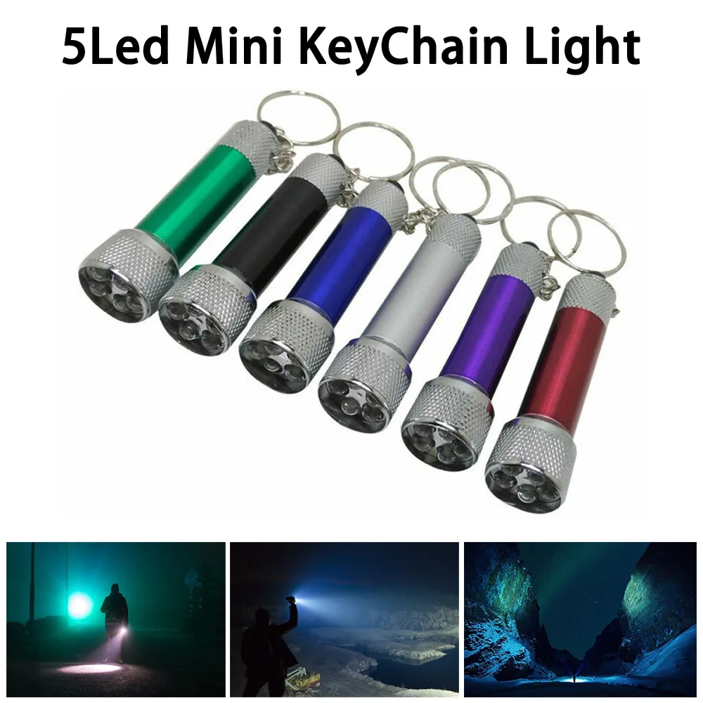 Mini porte-clés à 5 LED, 6 couleurs, Super lumineux, petite torche