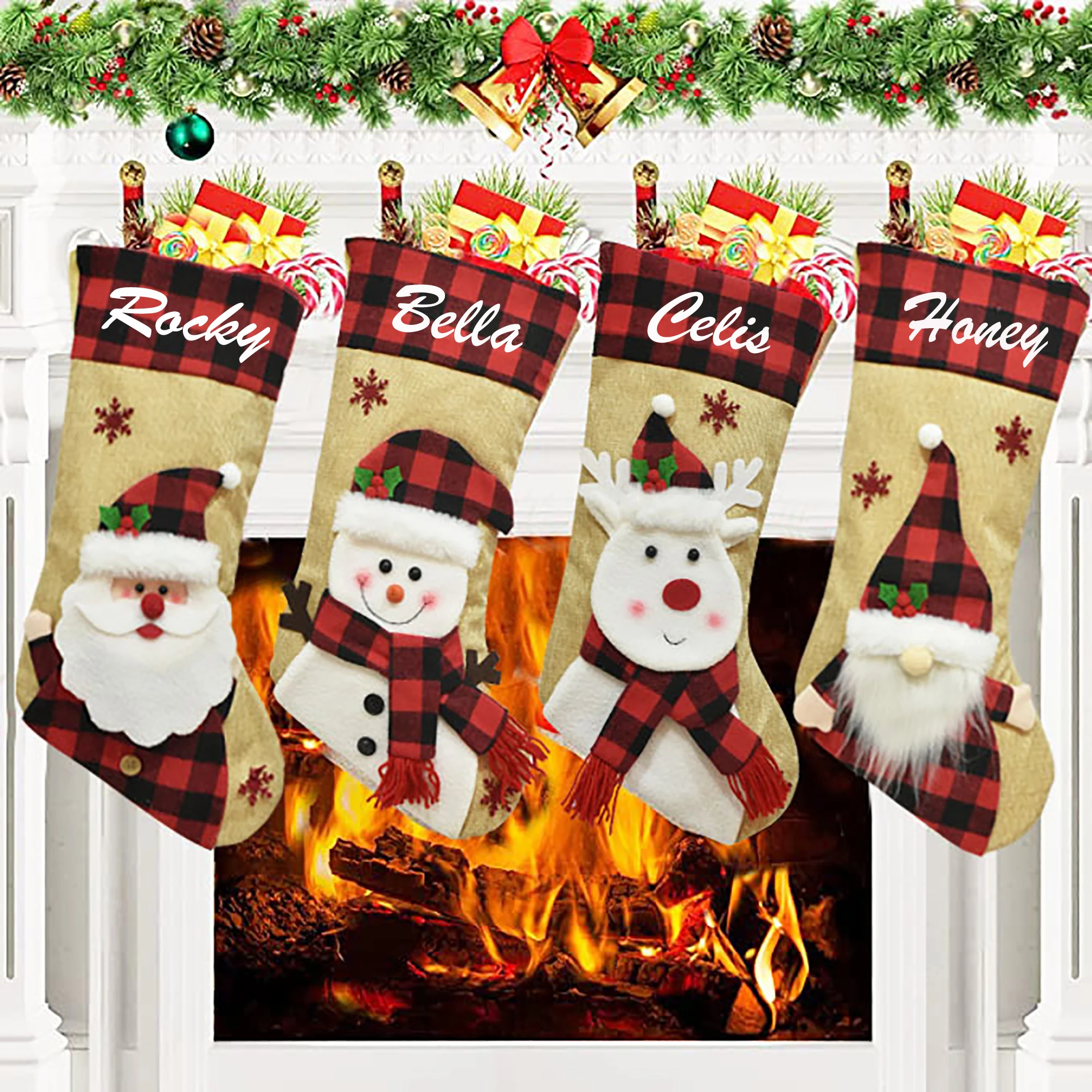 

Personalized Christmas Stockings with Family Name Custom Stockings Monogram Stockings Embroidery Knit Stockings Christmas Gifts