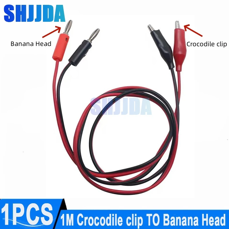 1M Long Double headed Crocodile Clip thread to Banana Head Power test wire connection wire Banana Head to Crocodile Clip