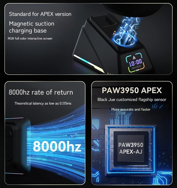 Ajazz Aj179 Apex 8k Wireless Mouse Paw3950 Sensor Three Mode