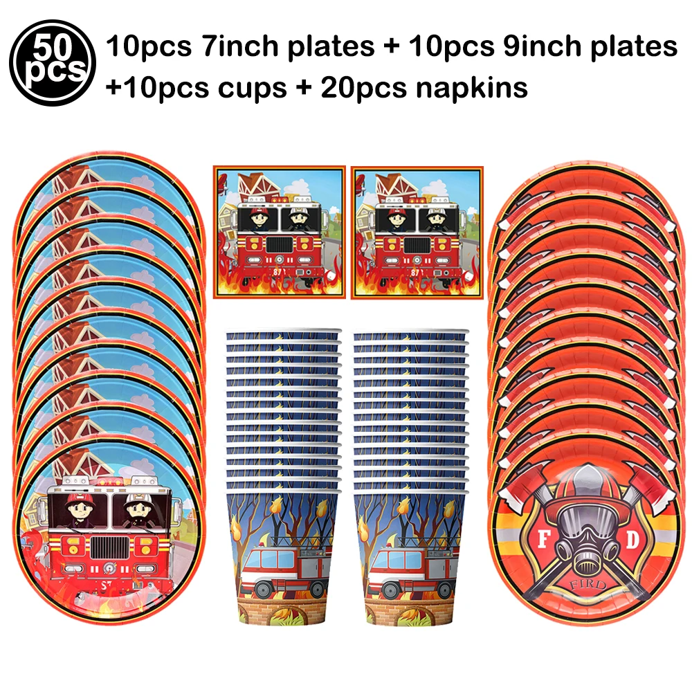 Firefighter Party Decoration Balloon Set - Fire Engine, Airplane & Ambulance Foil Balloons