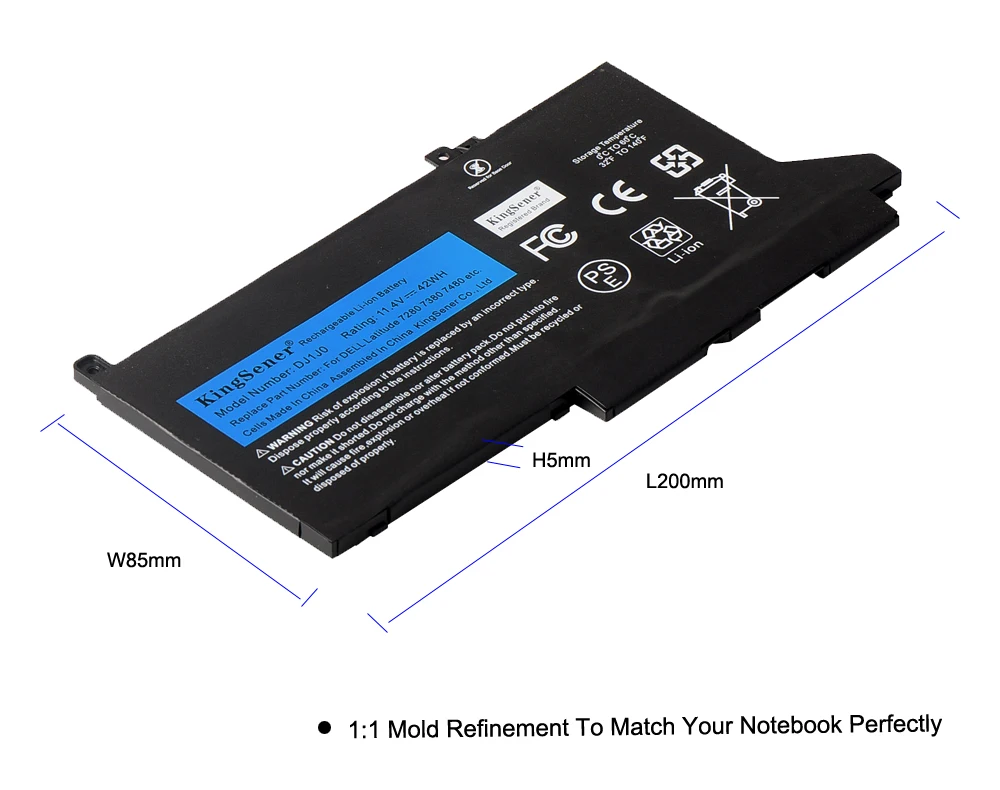 Bateria do Portátil Dell Latitude 12 7000 7280 7380 Série 7480 Pgfx4 Onfoh Dj1jo 0nf0h 11.4v 42wh Kingsener-dj1j0 - Imagem 6