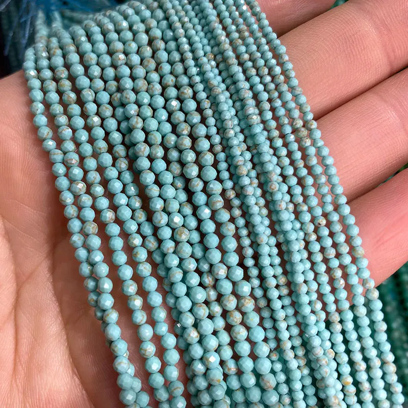 Natural Blue Turquoises Smooth Loose Round Stone Beads Jewelry Making DIY Bracelet Earrings Necklace Accessories 2 3 4MM loose stone beads