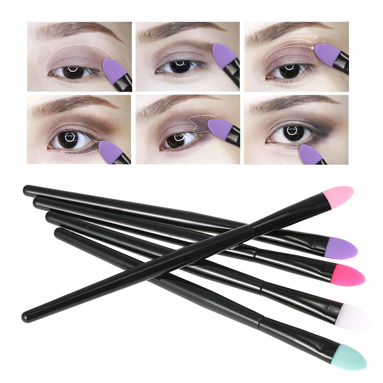 5pcs Silicone Eyeshadow Brush Kit Makeup Brush Professional Facial Cosmetic Tools for Women Makeups Eye Makeup Brushes Colorized