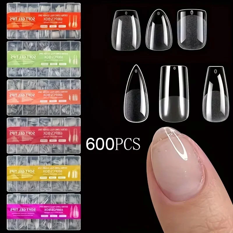 Short Almond-Shaped Acrylic Nail Tips