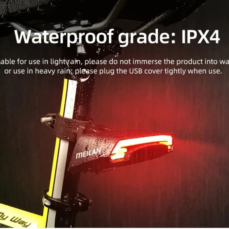 Meilan X5 Wireless Bike Bicycle Rear Light Laser Tail Lamp Smart Brake USB Rechargeable Cycling Accessories Remote Turn Led