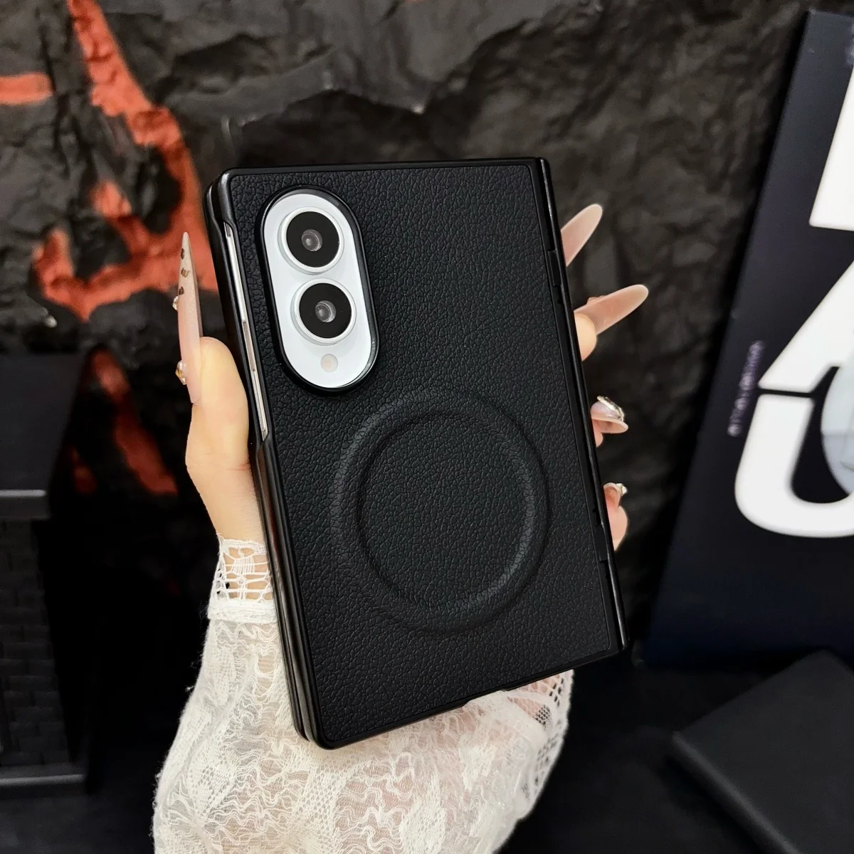Luxury PU Leather Magnetic Wireless Charging Protective Phone Case