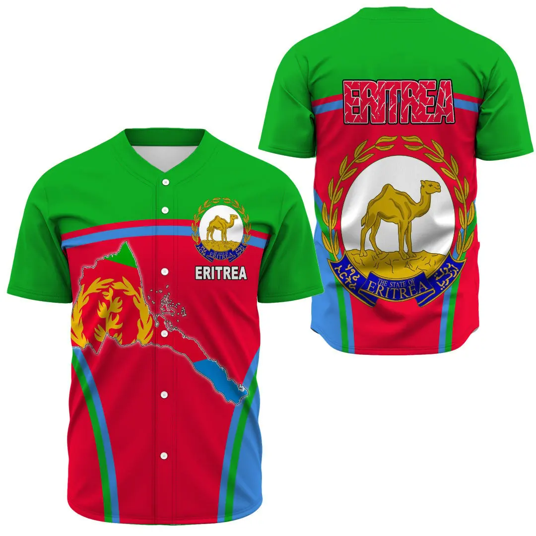 

African Area Clothing - Eritrea Active Flag Baseball New Printed Round Neck Long Sleeve Men's and Women's Clothing Tops