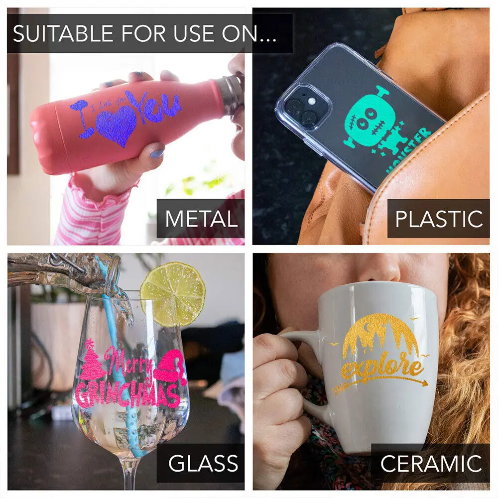 Multi-size Brushed Adhesive Vinyl Film DIY Sign Patterns Paste Cup Car Wall Party Home Decoration Sticker Handmade Cards For Cut