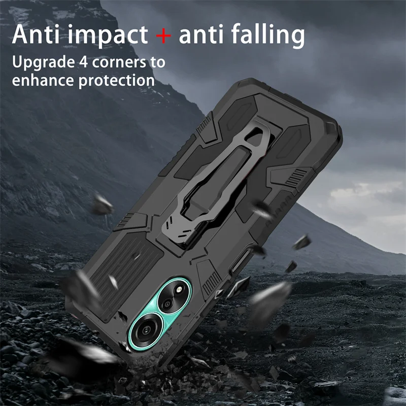 Heavy-Duty Armor Belt Clip Stand Case - Shockproof Protective Cover