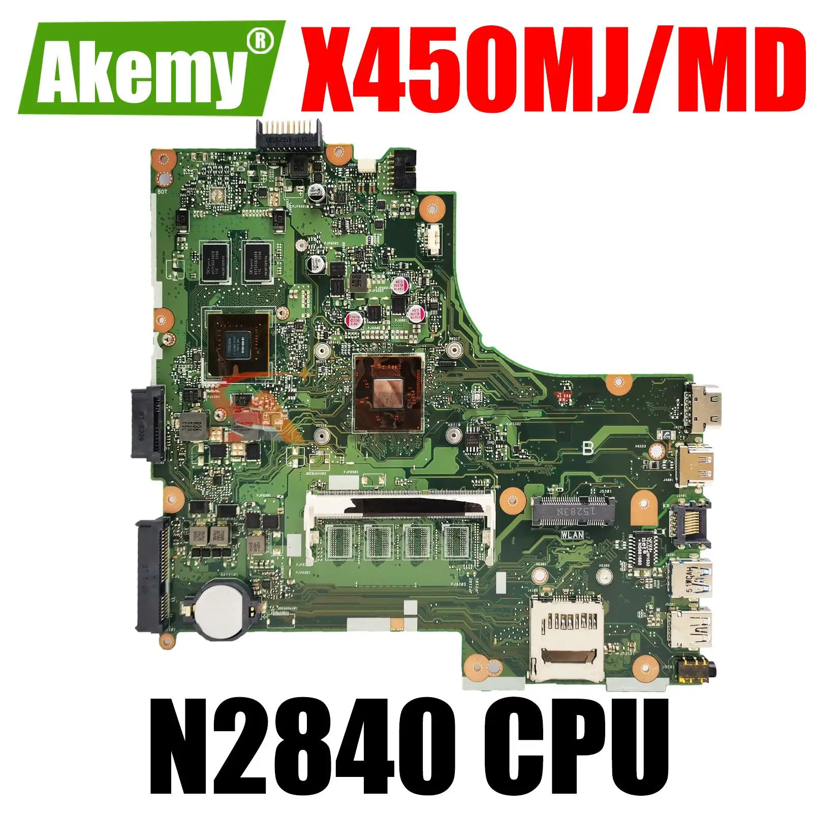 

Материнская плата X450MJ REV 2,0 для ноутбука Asus X450M X450MD X450MJ X452M, материнская плата N2840 CPU 100%, тест ОК