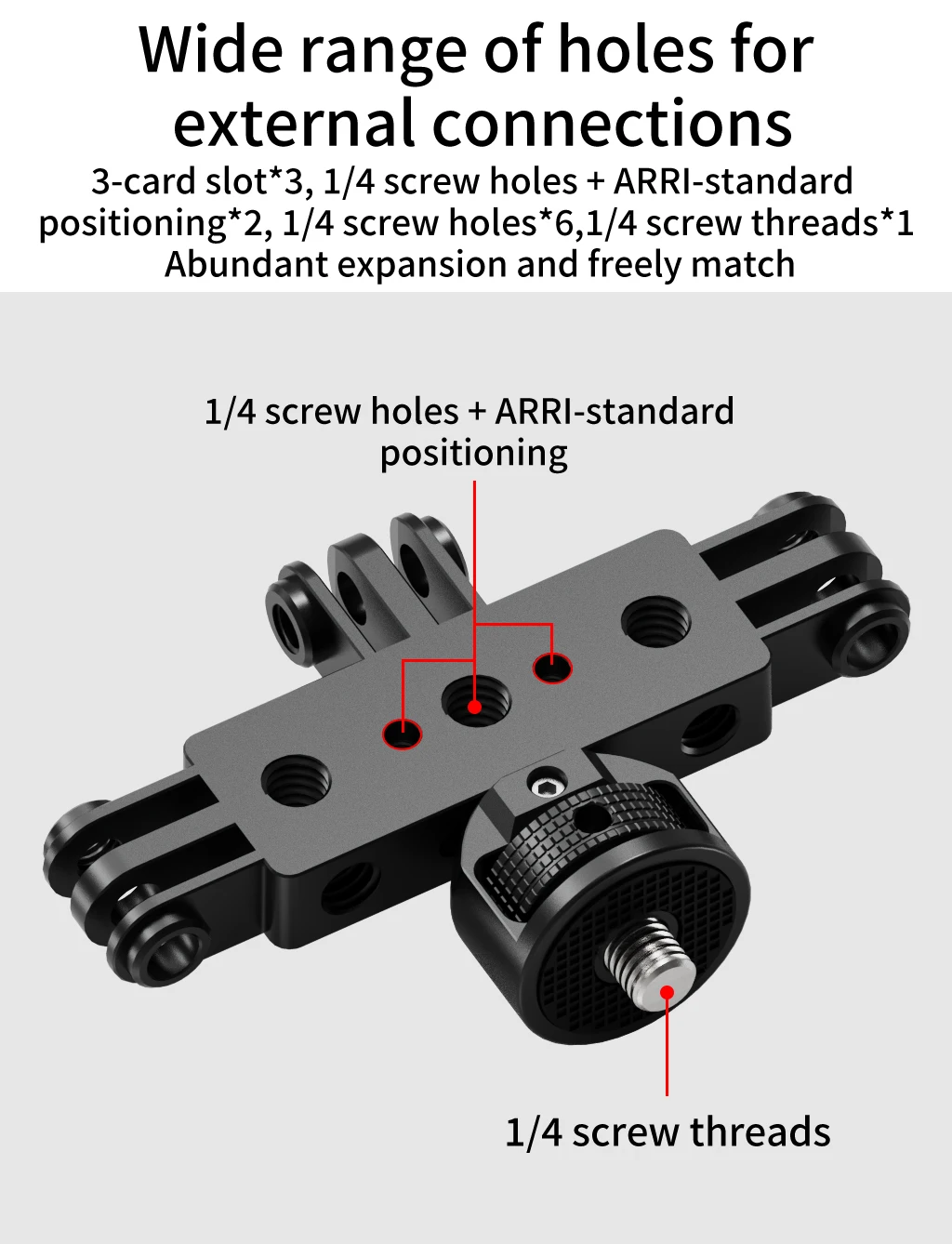 3-Position Licht Stand Halterung Handy Halter Stativ 1/4 Verlängerung Halterung für Gopro Action 5Pro Mic Füllen Licht live-Übertragung – Detail 4