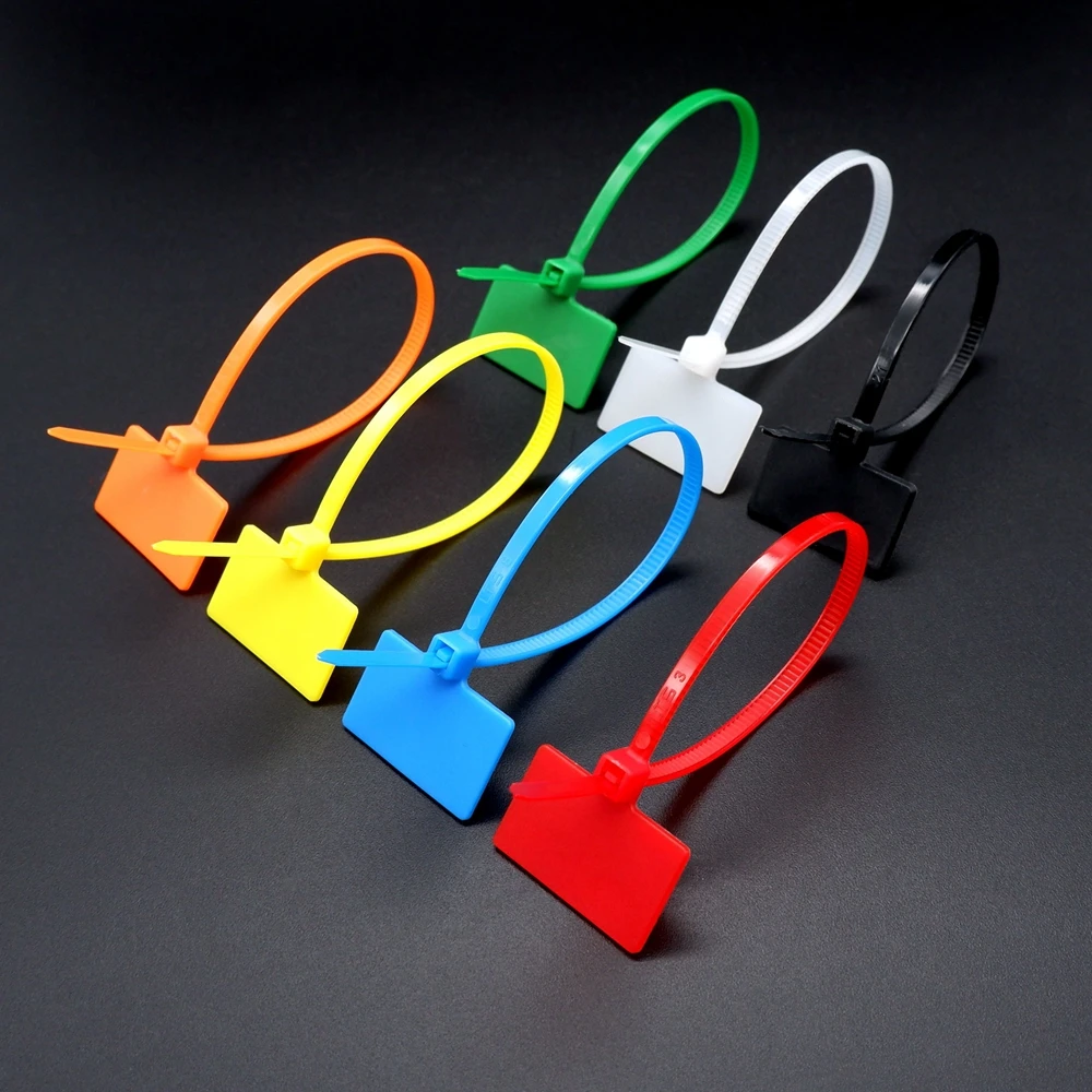 100pcs Nylon Cable Ties Tag Labels Plastic Loop Selflocking Zip Tie