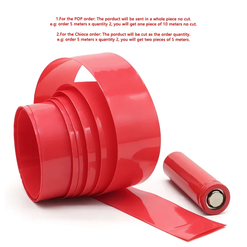 1~20M PVC Heat Shrink Tube 18650 Lipo Battery Pack 7mm ~ 280mm Insulated Protection Film Wrap lithium Case DIY Cable Sleeve Red