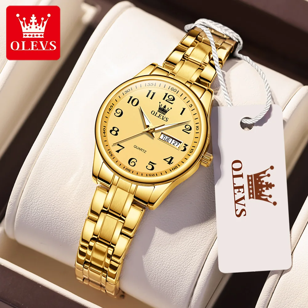OLEVS Luxury Quartz Watch for Women Elegant Stainless Steel Watch Luminous Waterproof Week Date Wristwatch Ladies Dress Watch 2