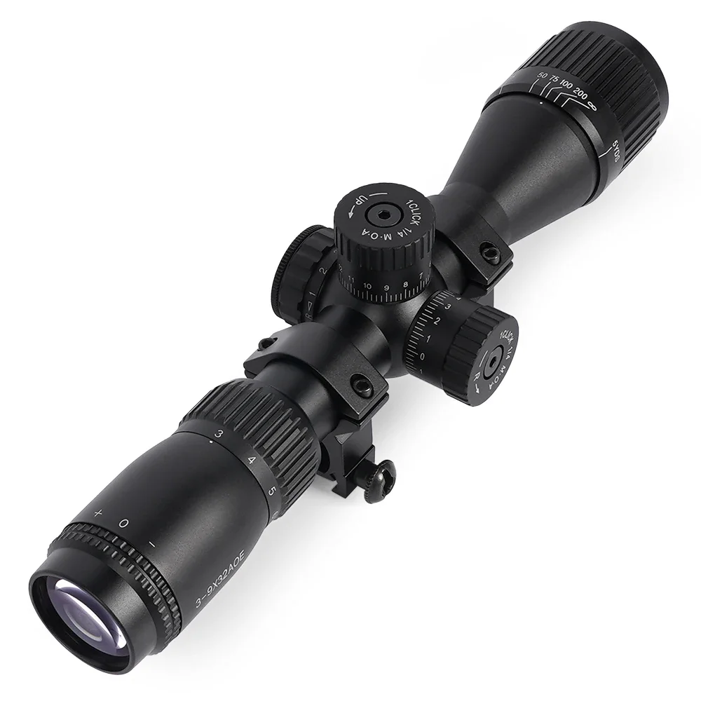 Tactical 3-9X32AOL Optical Sight with Red/Green Dot Laser Combination-Adjustable Focal Length for Long-Range Hunting