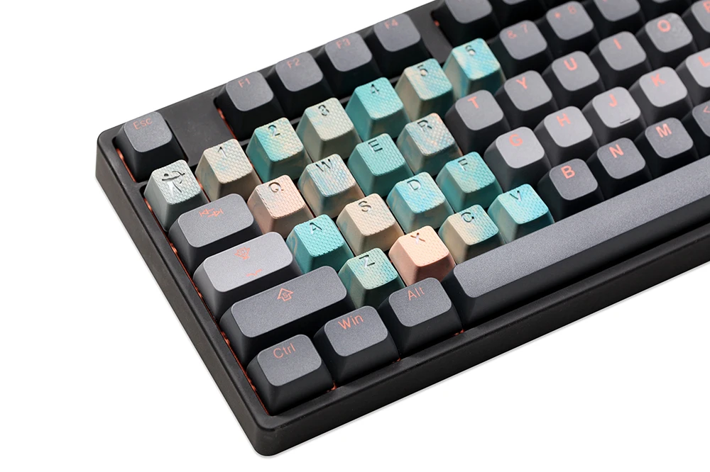 Taihao Gradiente Aleatório de Borracha Gaming Keycap Grupo Emborrachado Doubleshot Cereja mx Perfil Oem Azul Verde Ciano - Imagem 3