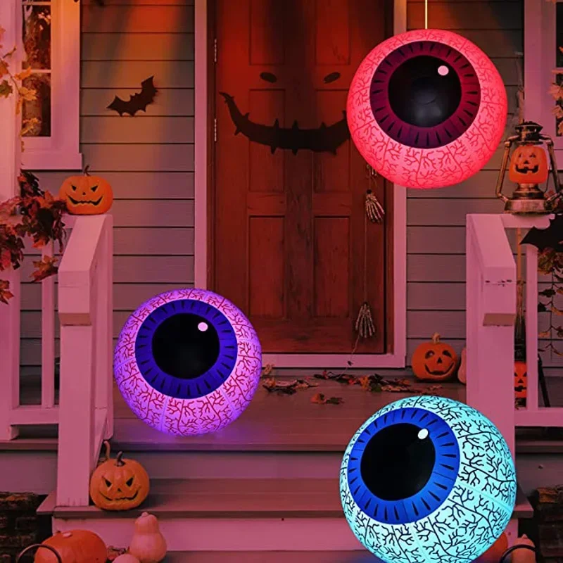 Halloween aufblasbare Augäpfel, LED-Fernbedienung, Farbwechsel, leuchtende Requisiten, gruseliges Spukhaus, Party, Hof, Gartendekoration – Detail 3