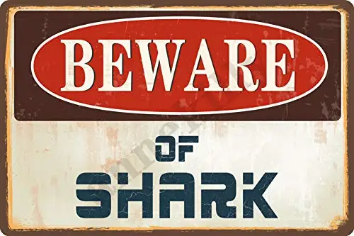 

Annekilly Vintage Retro Warning Beware of Shark Outdoor Metal Tin Sign 12x8inch