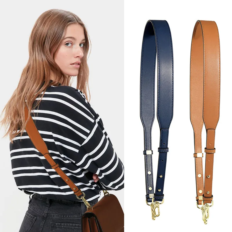 Bag Strap Accessories Black Bag Strap Crossbody strap Leather Nappa cowhide adjustable replacement Luxury Leather Handle Strap