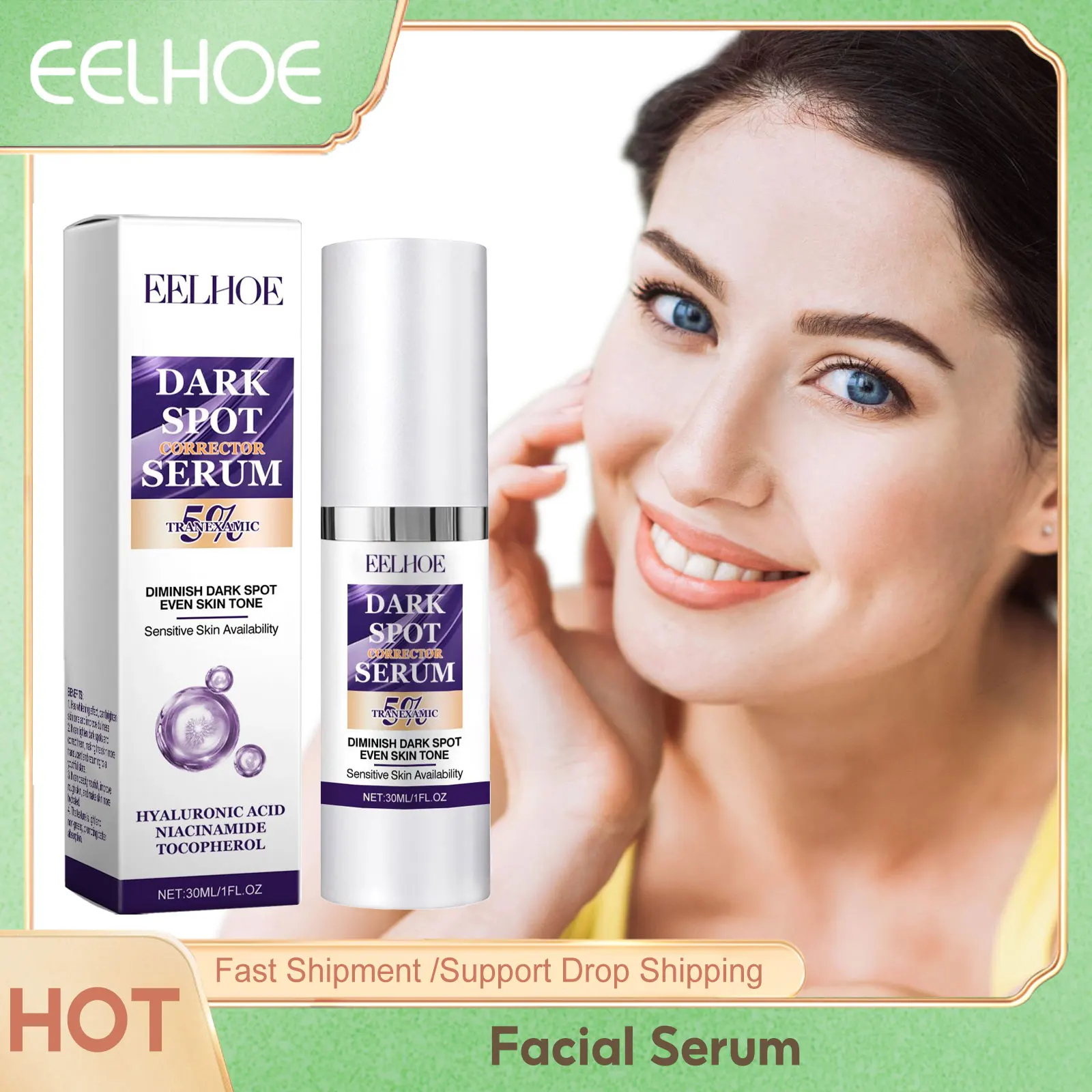 EELHOE Dark Spot Corrector Serum Melanin Reduce Rejuvenated Skin Brightening Dull Skin Moisturizing Niacinamide Face Essence 3