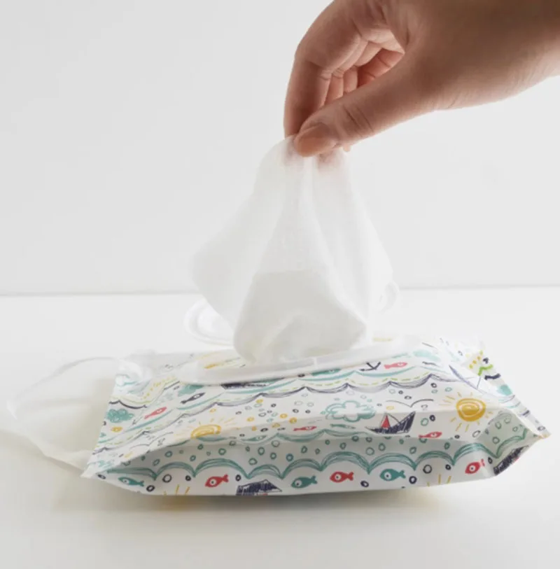 EVA Baby Wet Wipe Pouch Portable Wipes Holder Case Flip Cover Snap-Strap Reusable Refillable Cosmetic Pouch Useful Tissue Box 6