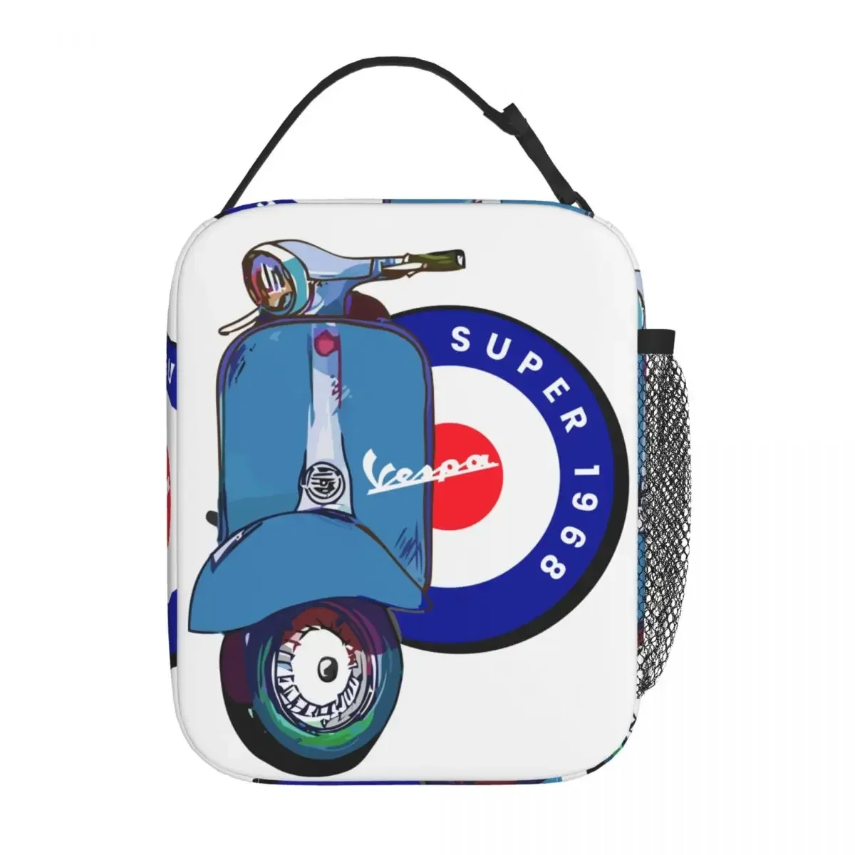Vespa 1968 슈퍼 스쿠터 Merch 단열 도시락 가방, 피크닉 보관 식품 상자, 휴대용 캐주얼 보온 쿨러 도시락 상자