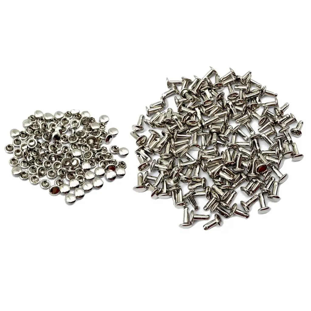 100 Sets 6x8mm Double Rivet Leather Craft Repairs Studs Decor